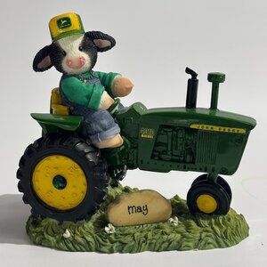 Mary's Moo Moos "May" Cow Figurine John Deere Tractor Retired 833681 Emerald